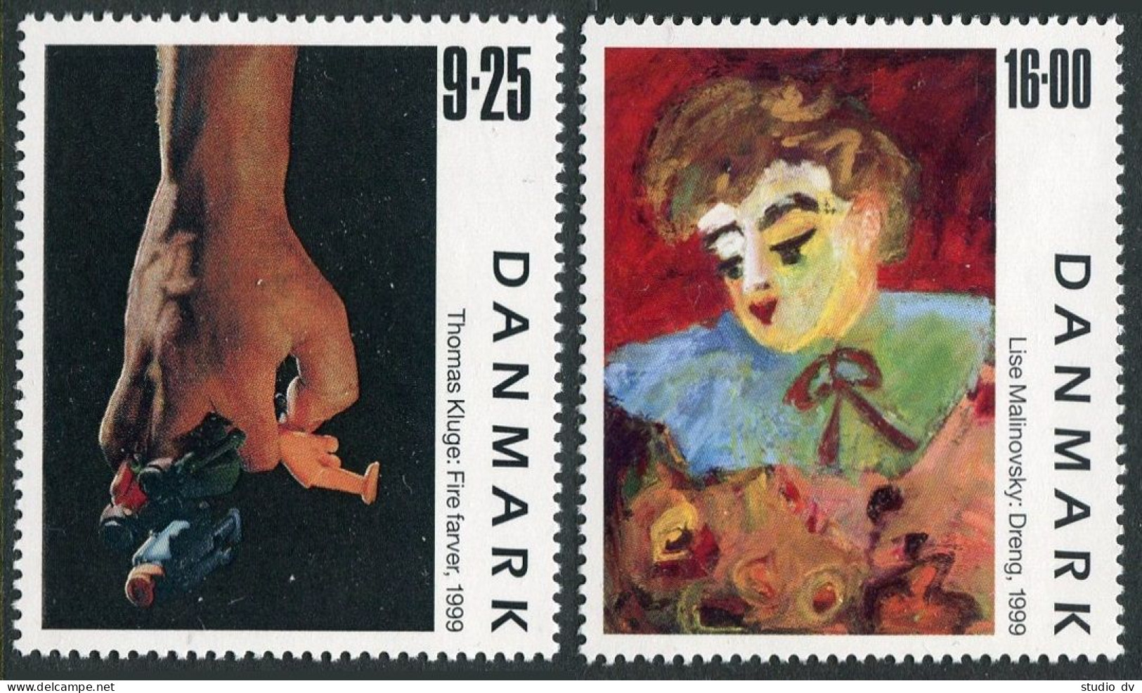 Denmark 1160-1161, MNH. Contemporary Paintings, 1999. Thomas Kluge, Malinovsky. - Unused Stamps