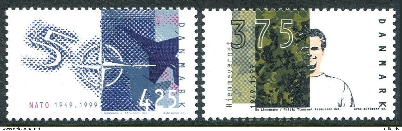 Denmark 1148-1149, MNH. Michel . Home Guard, NATO, 50th Ann. 1999. - Nuevos