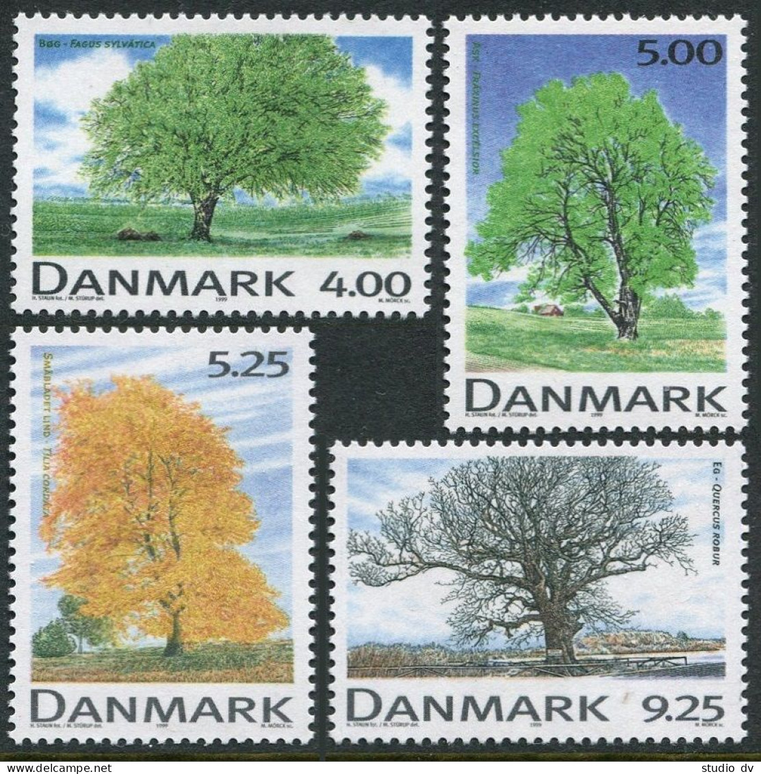 Denmark 1144-1147, MNH. Michel . Deciduous Trees, 1999. - Nuovi