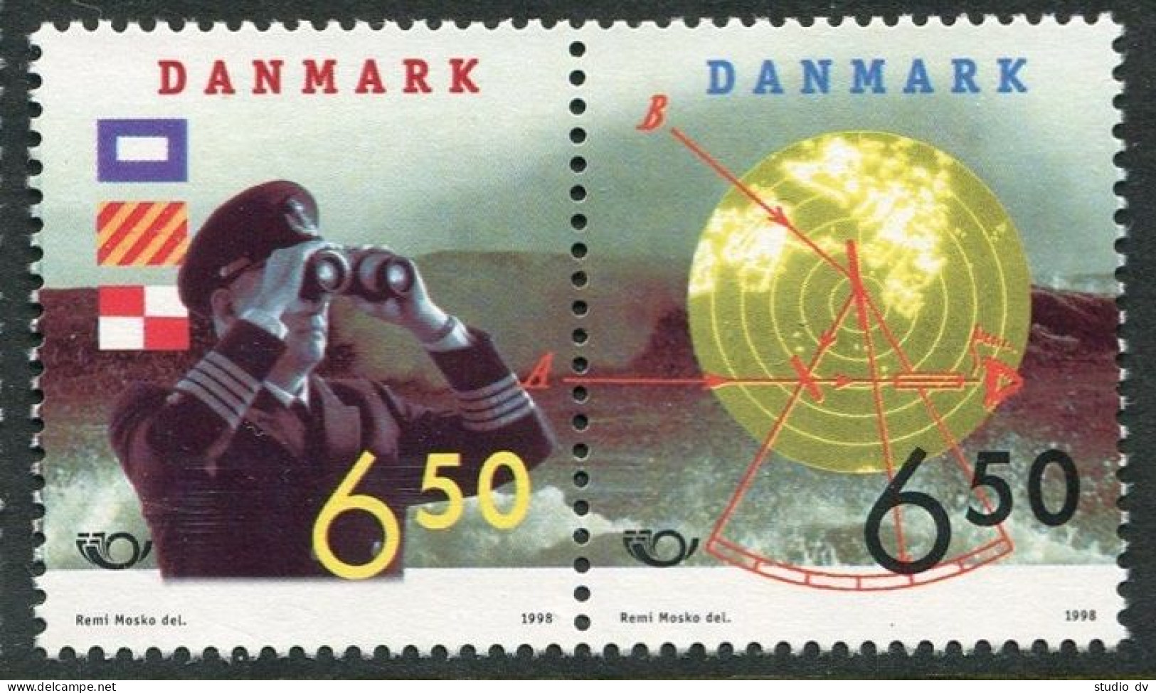 Denmark 1098-1099a, MNH. Nordic Stamps, 1998. Signal Flags, Harbormaster, - Nuevos
