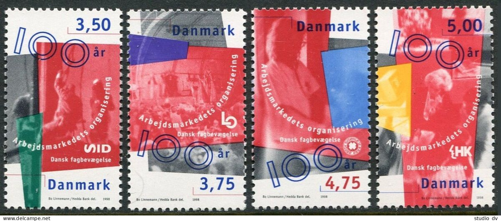 Denmark 1086-1089, MNH. Mi 1170-1173. Danish Confederation Of Trade Unions, 1998 - Nuevos