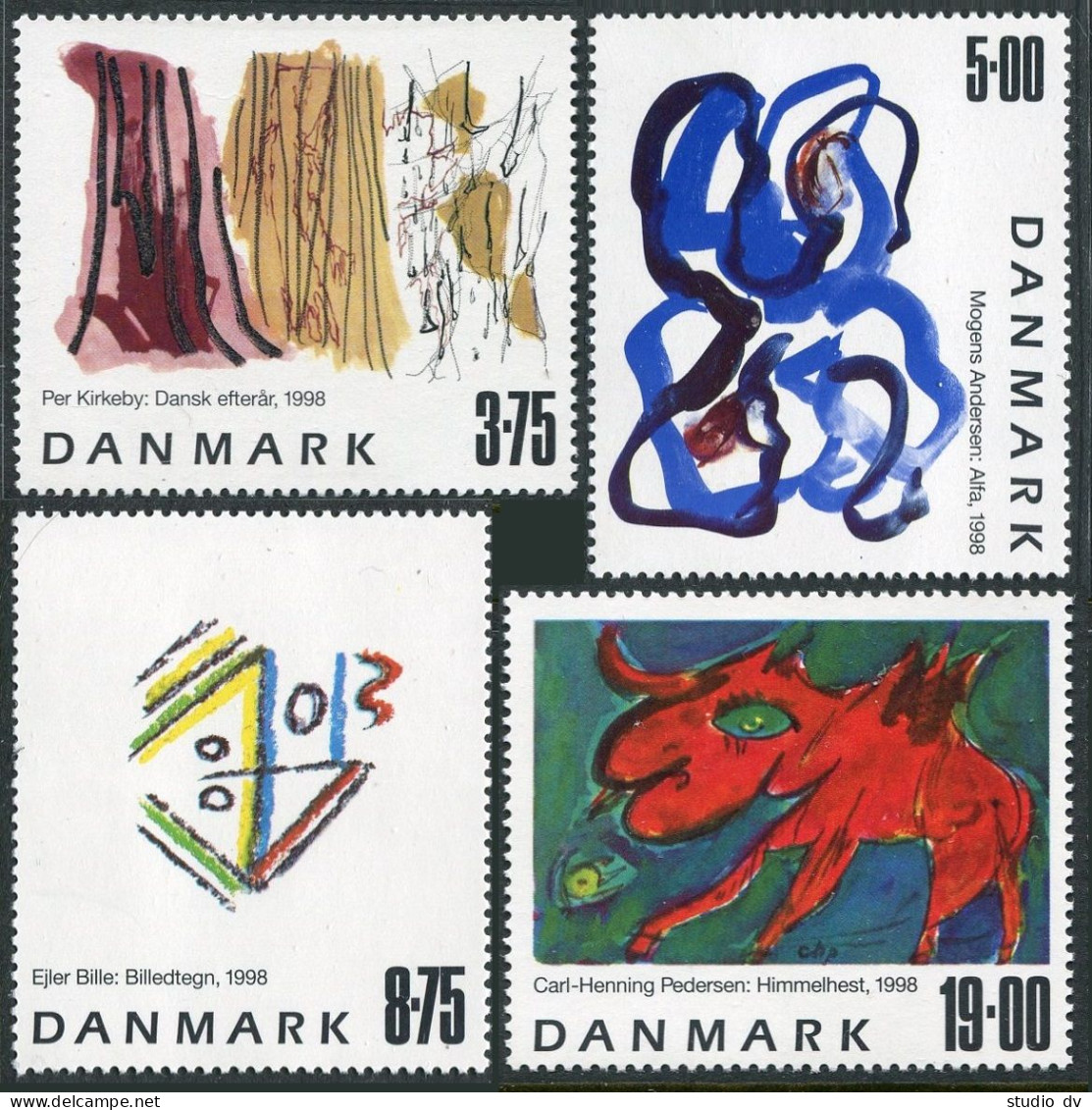 Denmark 1102-1105, MNH. Michel 1190-1193. Contemporary Art, 1998. - Ungebraucht