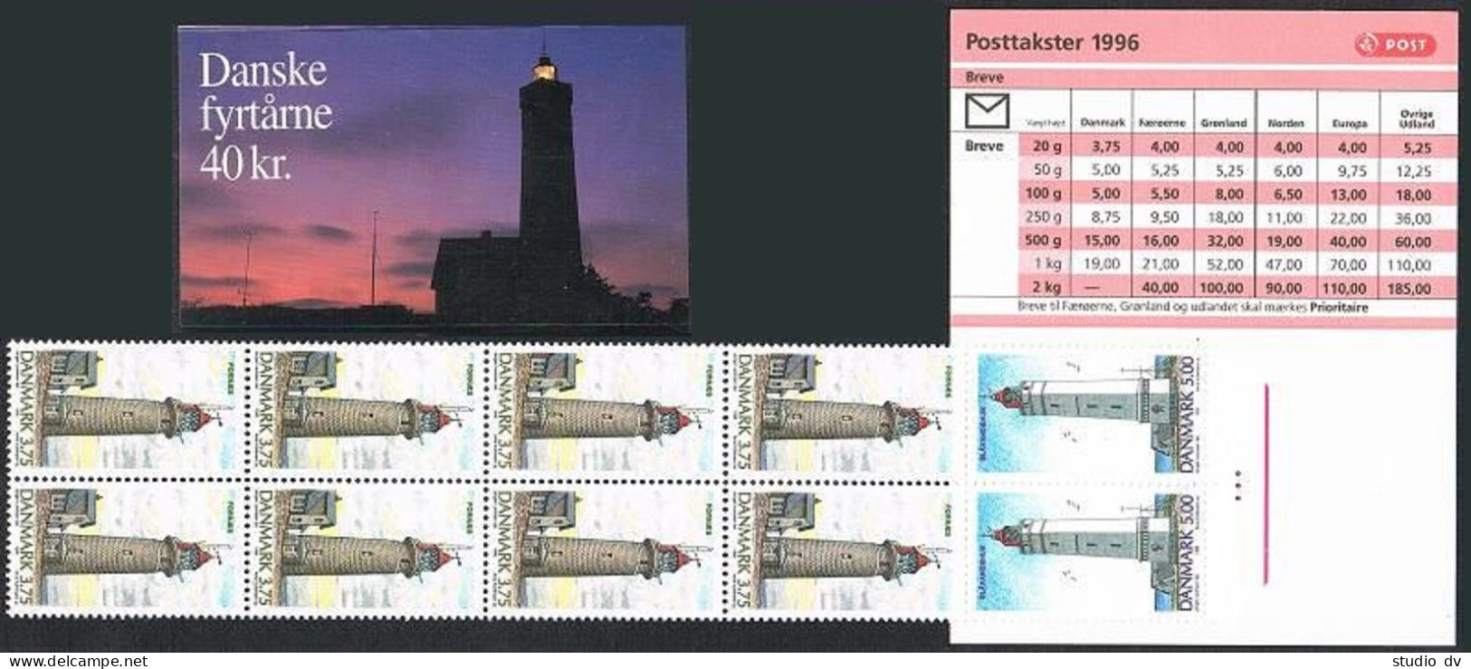 Denmark 1055-1056a Booklet,MNH.Michel 1132-1133 MH. Lighthouses,1996. - Nuevos