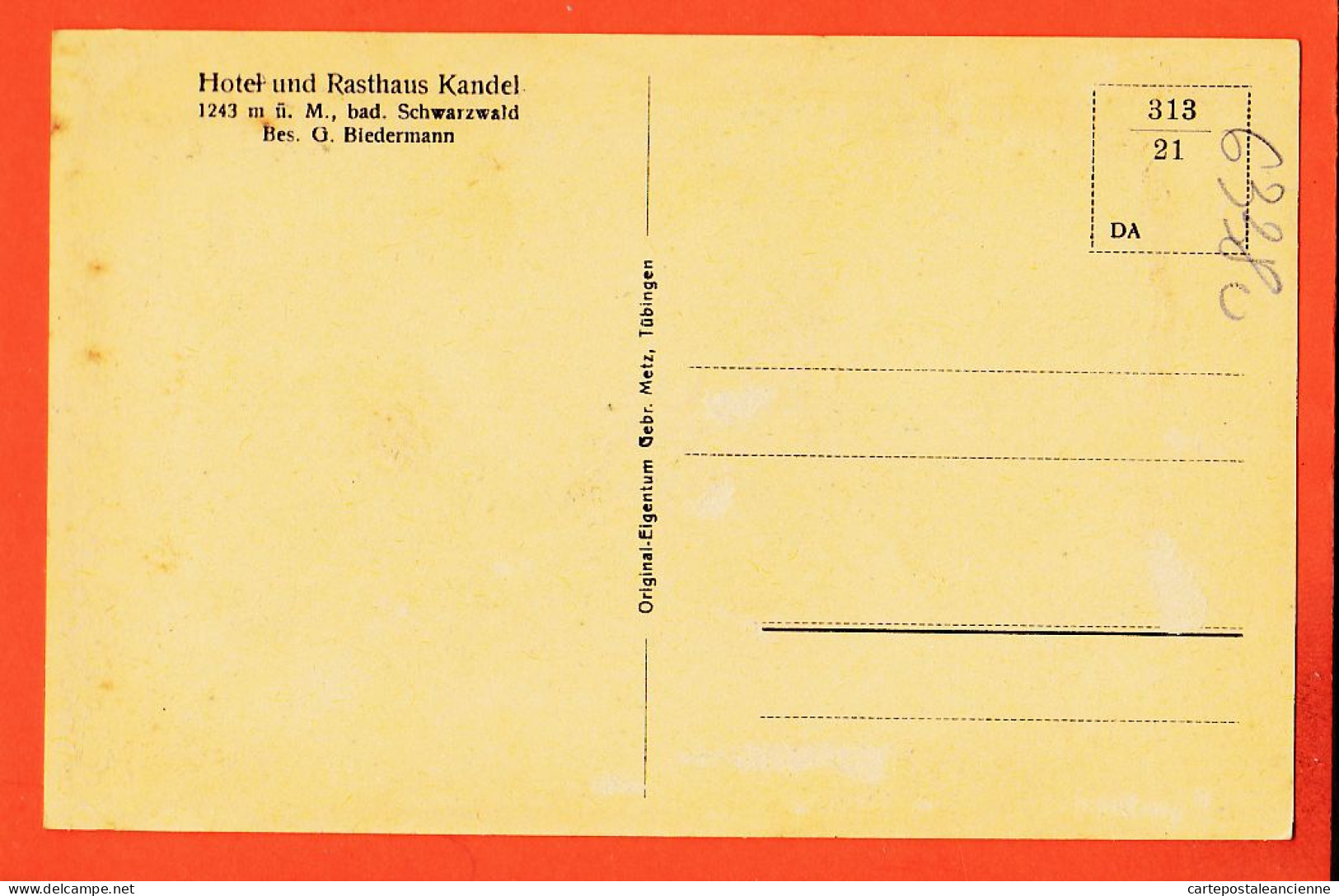 23528 / KANDEL Rheinland-Pfalz Gustavhutte Hotel Und Rasthaus SCHWARZALD Bes. BIEDERMANN  METZ Tubingen - Kandel