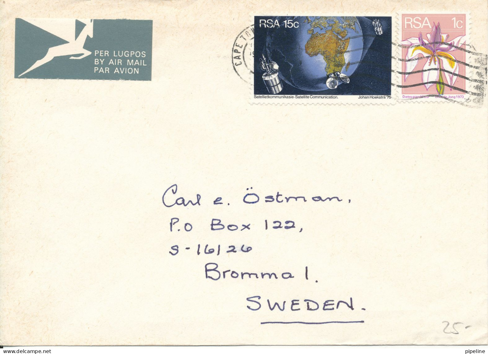 South Africa Cover Sent Air Mail To Sweden Space Stamp - Covers & Documents