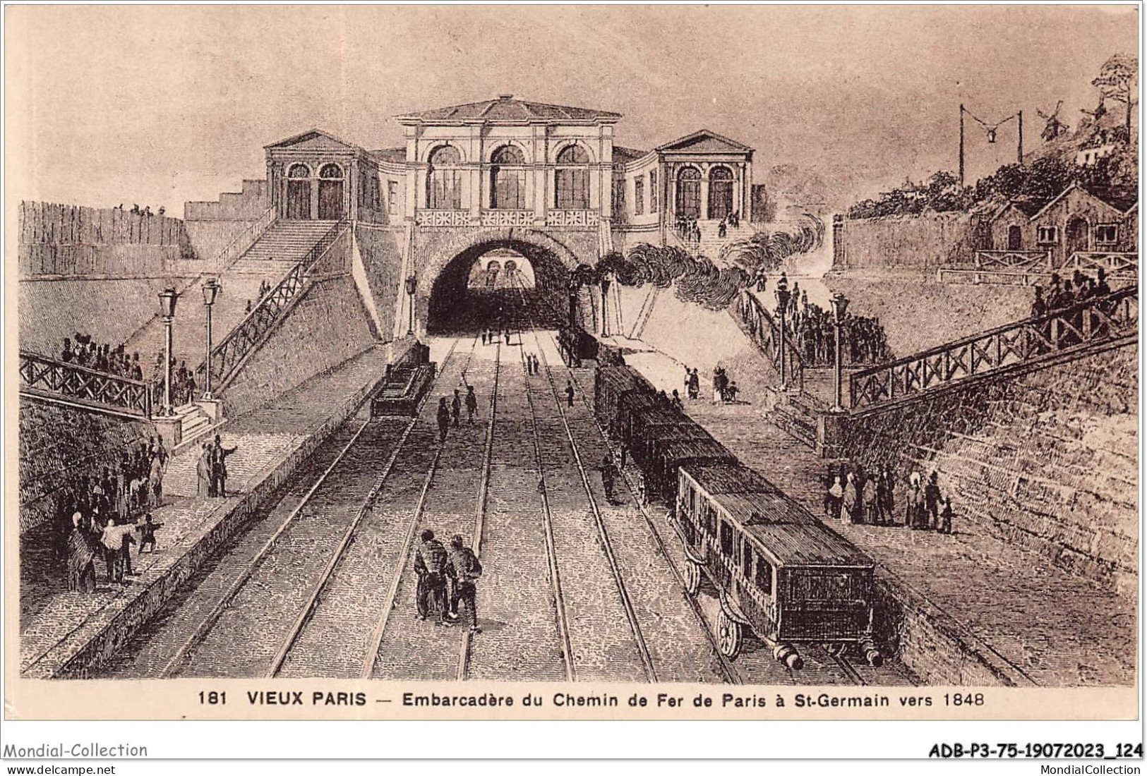 ADBP3-75-0235 - VIEUX PARIS - Embarcadère Du Chemin De Fer De Paris à Saint-germain Vers 1848 - Transport Urbain En Surface