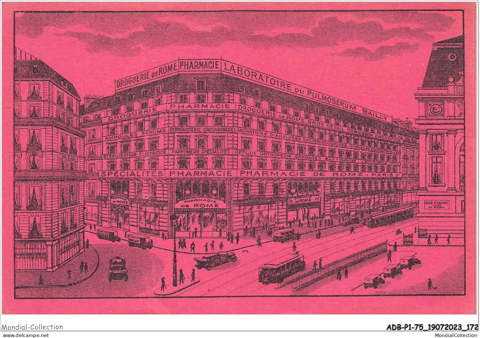 ADBP1-75-0087 - PARIS - Laboratoires A Bailly - Pharmacie De Rome CARTE PUBLICITAIRE - Santé, Hôpitaux