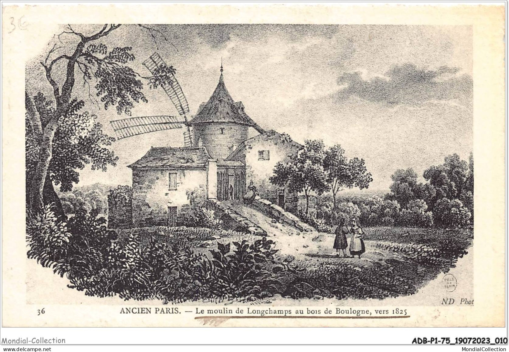 ADBP1-75-0006 - ANCIEN PARIS - Le Moulin De Longchamps Au Bois De Boulogne Vers 1825 - Loten, Series, Verzamelingen