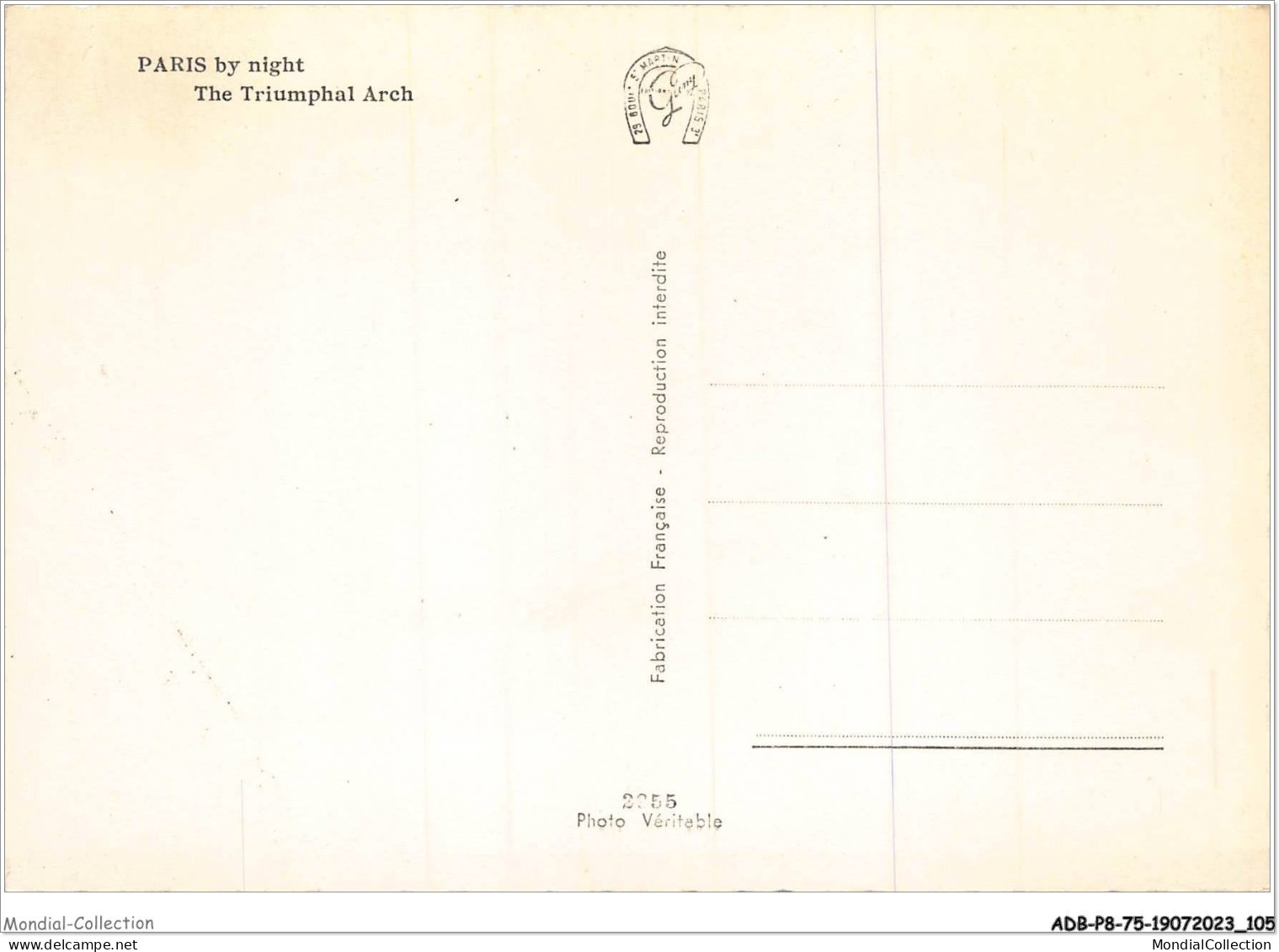 ADBP8-75-0688 - PARIS LA NUIT - L'arc De Triomphe  - Paris La Nuit