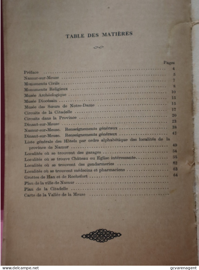 GUIDE DE NAMUR SUR MEUSE ET PROVINCE DE NAMUR - ETAT D'OCCASION. CONTIENT 68 PAGES - 22 X 14 CM  VOIR IMAGES - Prácticos