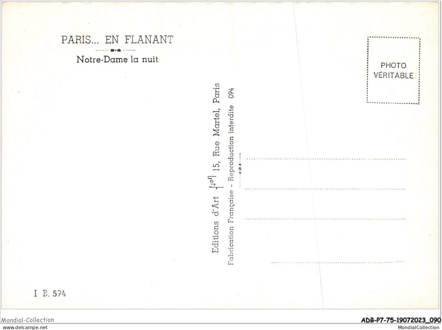 ADBP7-75-0608 - PARIS - Notre-dame La Nuit  - Parijs Bij Nacht