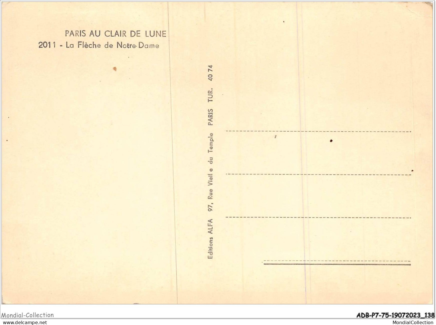 ADBP7-75-0632 - PARIS AU CLAIR DE LUNE - La Flèche De Notre-dame - Paris By Night
