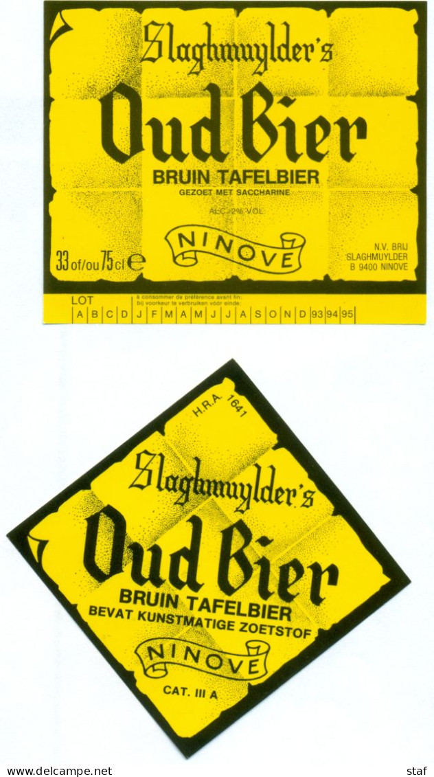 2 Verschillende Oude Etiketten Bier Slaghmuylder's Oud Bier- Brouwerij / Brasserie Slaghmuylder Te Ninove - Bière