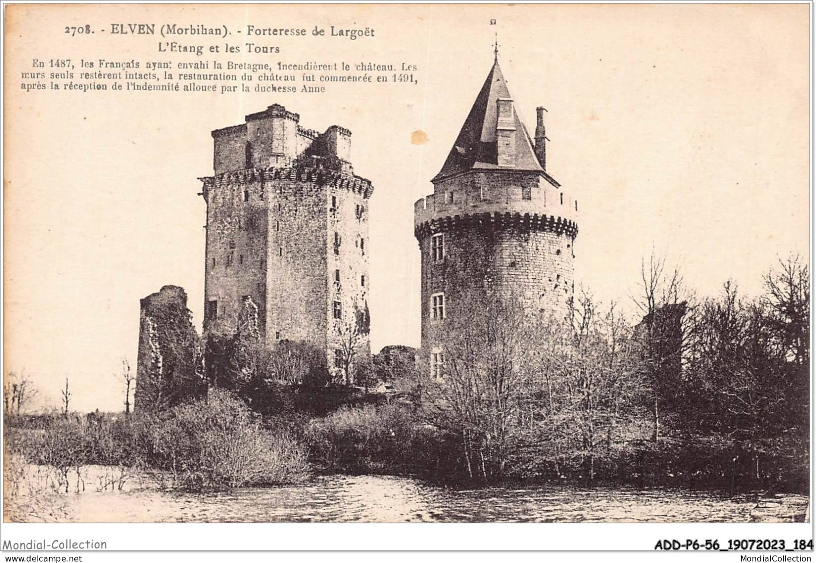 ADDP6-56-0560 - ELVEN - Forteresse De Largouët - L'etang Et Les Tours - Elven