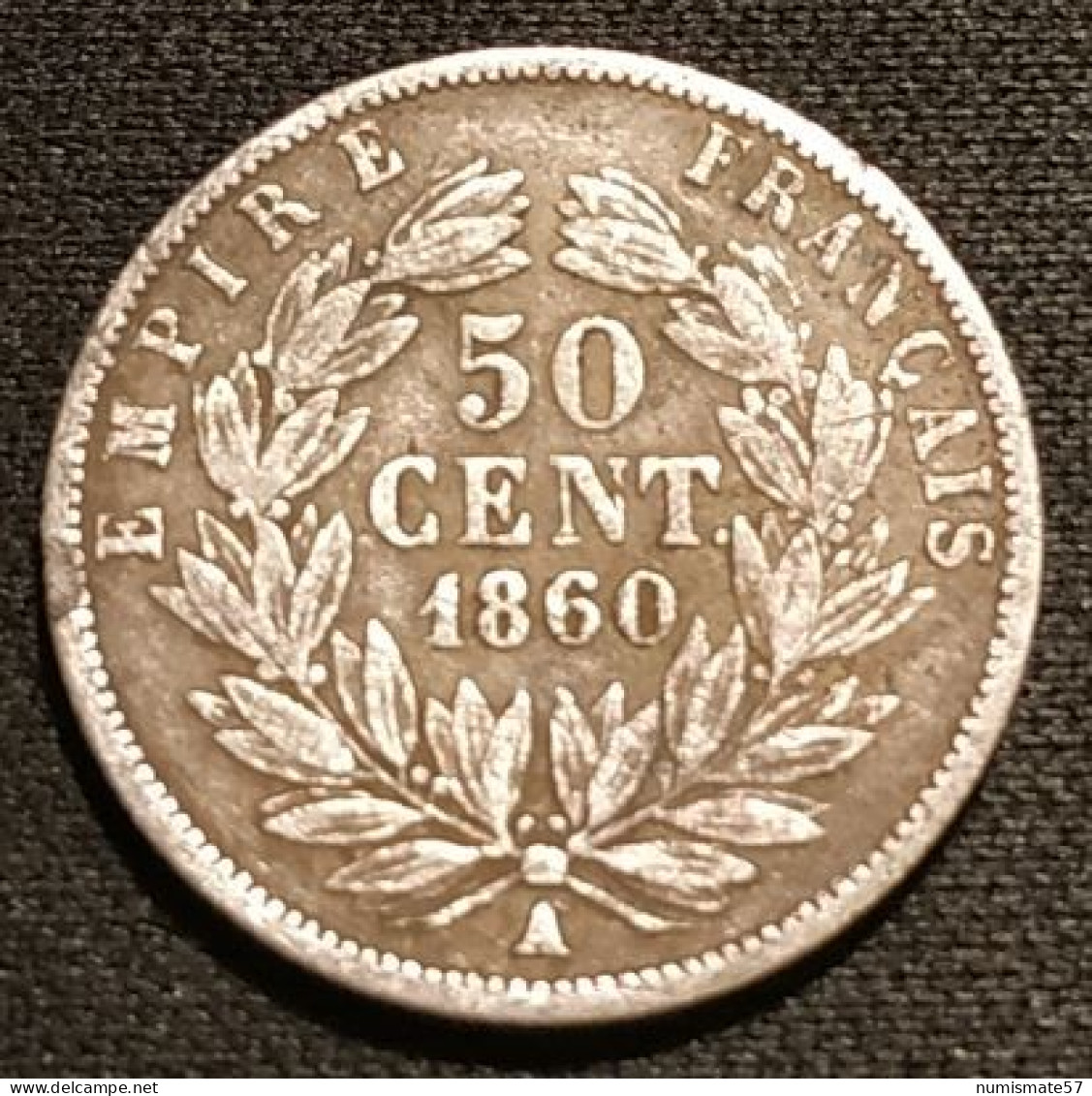 FRANCE - 50 CENTIMES 1860 A - Napoléon III - Tête Nue - Argent - Silver - Gad 414 - KM 794 - 50 Centimes