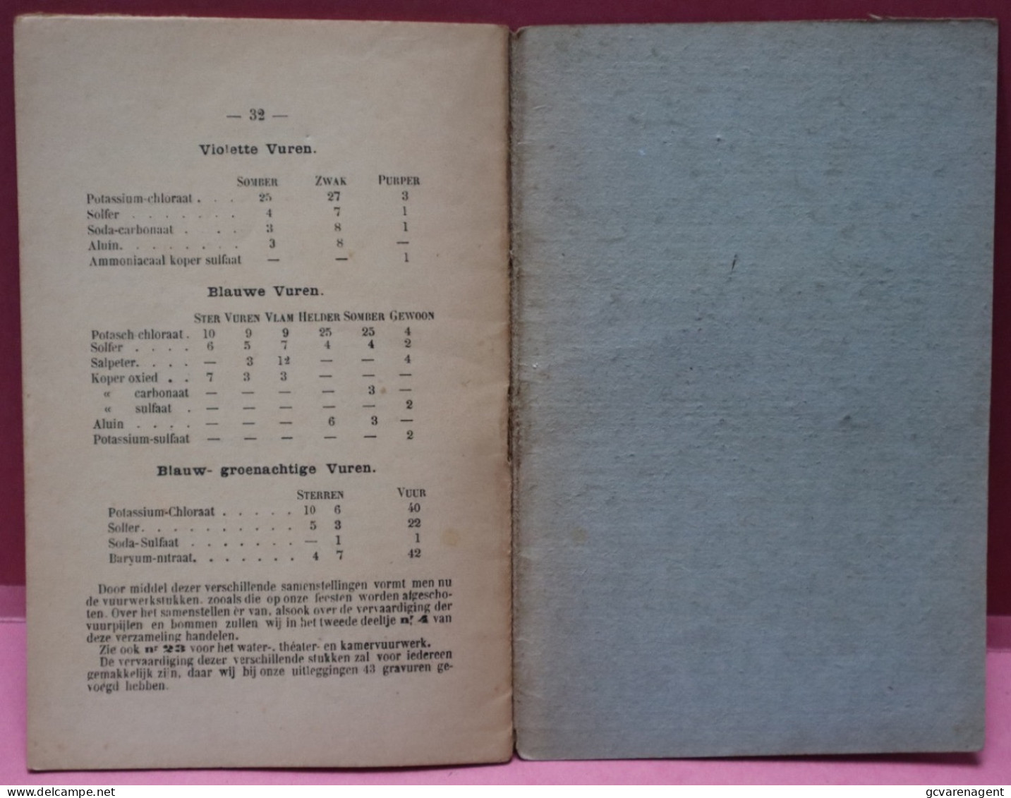 BEREIDEN EN VERVAARDIGEN VAN ALLERHANDE VUURWERKSTUKKEN  - GEBRUIKTE STAAT - 32 BLZ - 17 X 11 CM ZIE AFBEELDINGEN - Andere & Zonder Classificatie