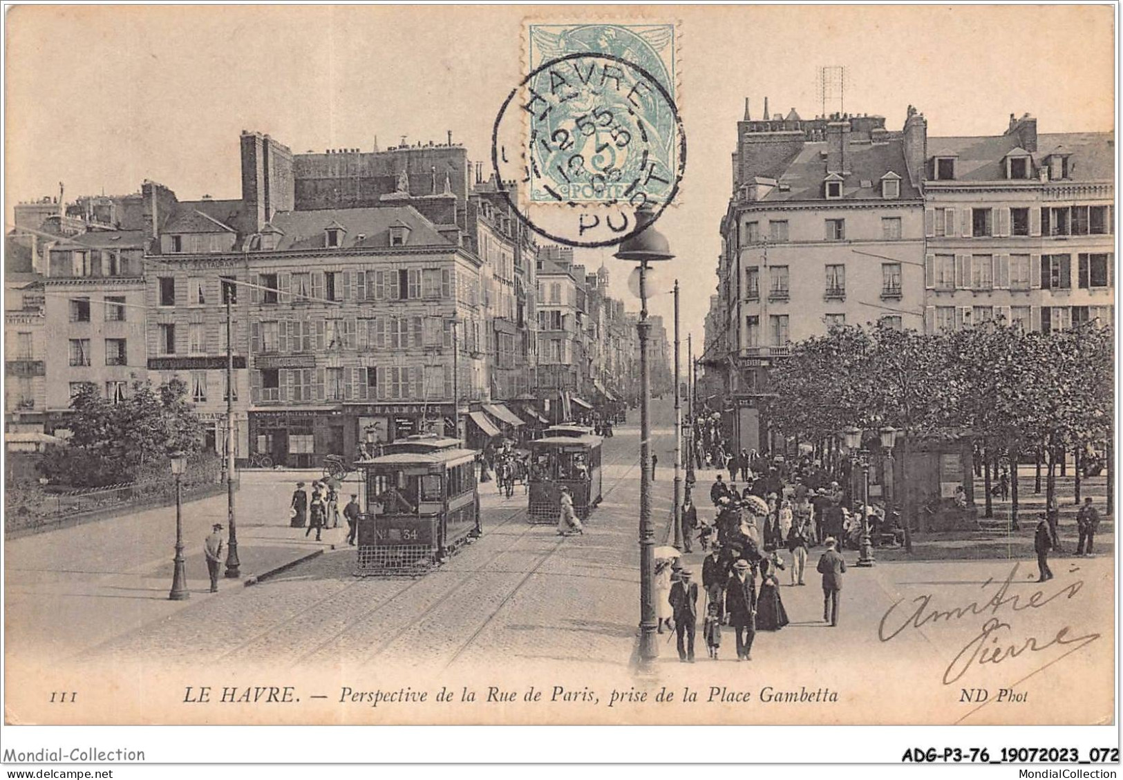 ADGP3-76-0188 - LE HAVRE - Perspective De La Rue De Paris - Prise De La Place De La Place Gambetta - Gare