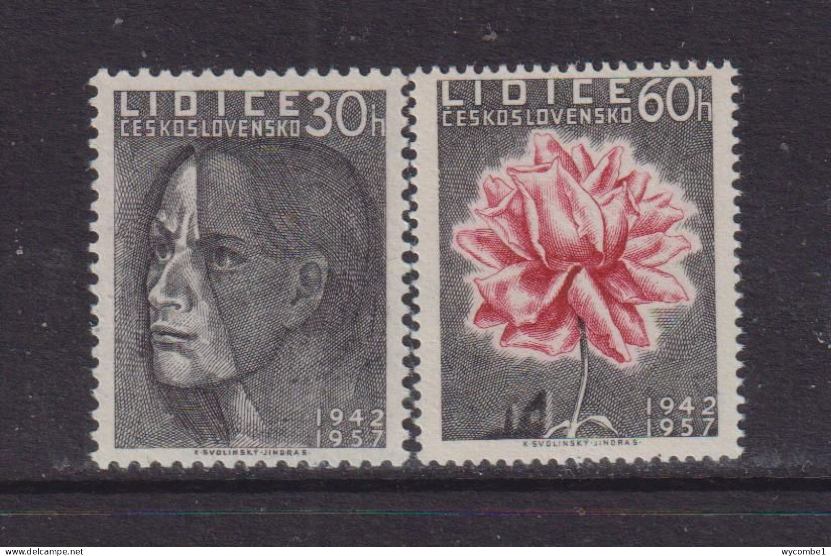 CZECHOSLOVAKIA  - 1957  Lidice Set  Never Hinged Mint - Unused Stamps