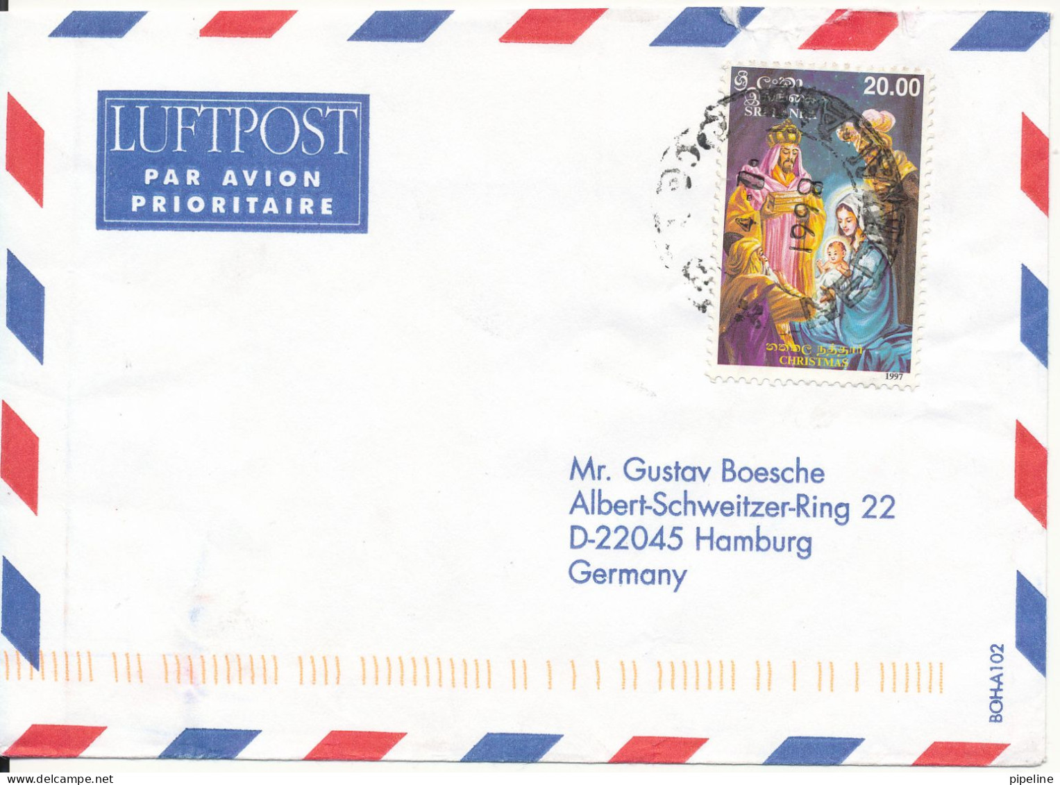 Sri Lanka Air Mail Cover Sent To Germany 4-7-1998 Single Franked CHRISTMAS - Guatemala