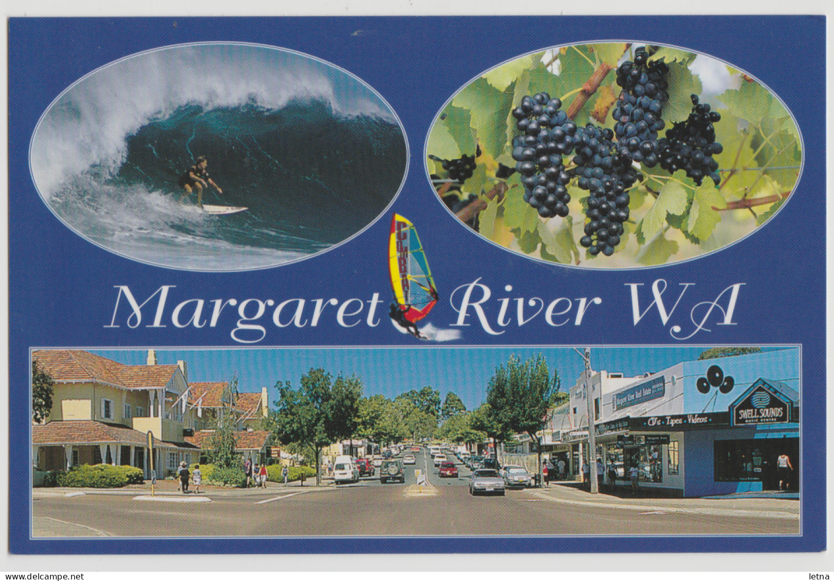 WESTERN AUSTRALIA WA Grapes Surfing Street Views MARGARET RIVER Rolsh MR12 Multiview Postcard C1980s - Other & Unclassified