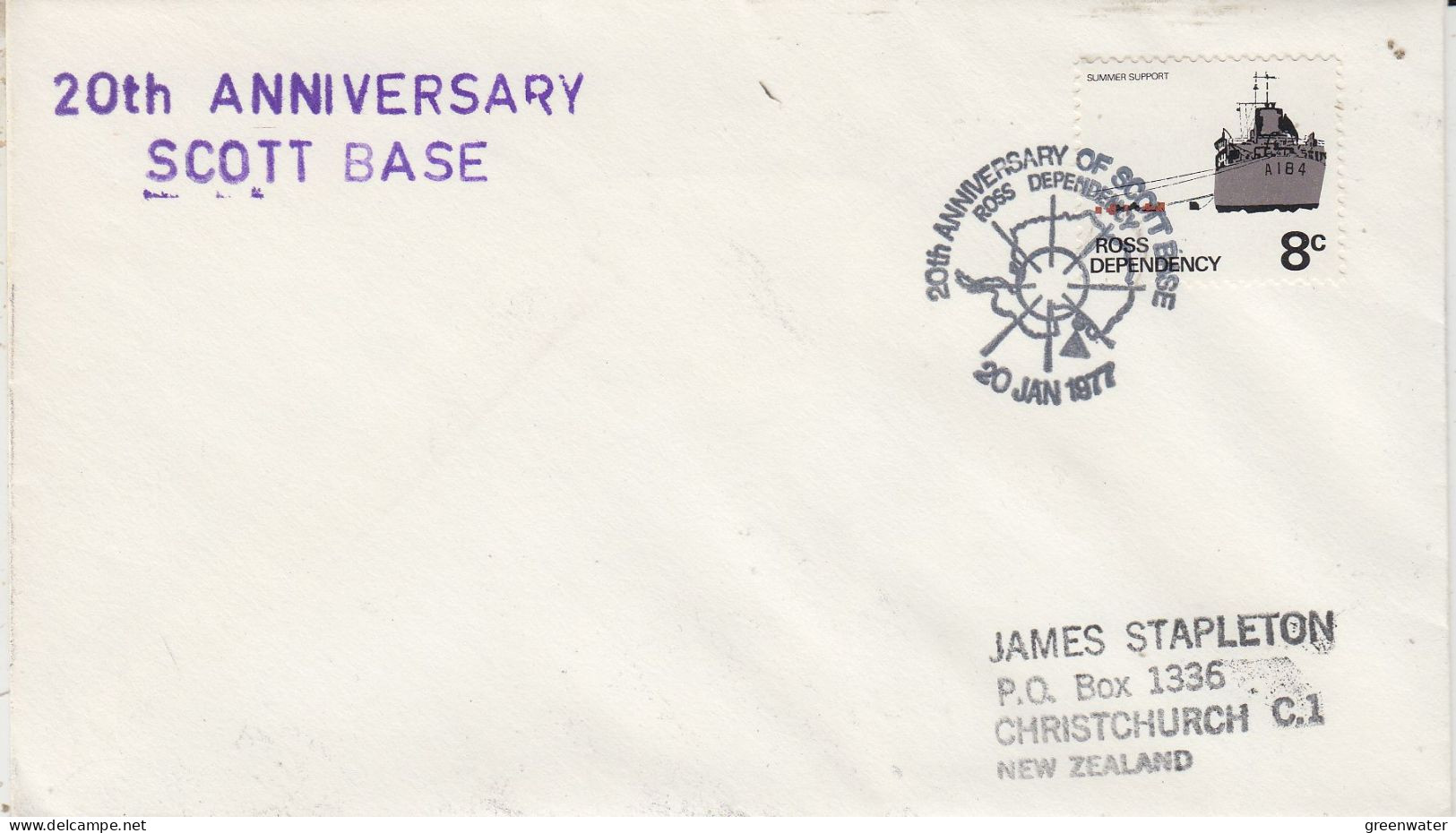 Ross Dependency 20th Anniversary Scott Base  Ca 20th Ann. Scott Base 20 JAN 1976 (SR219) - Basi Scientifiche