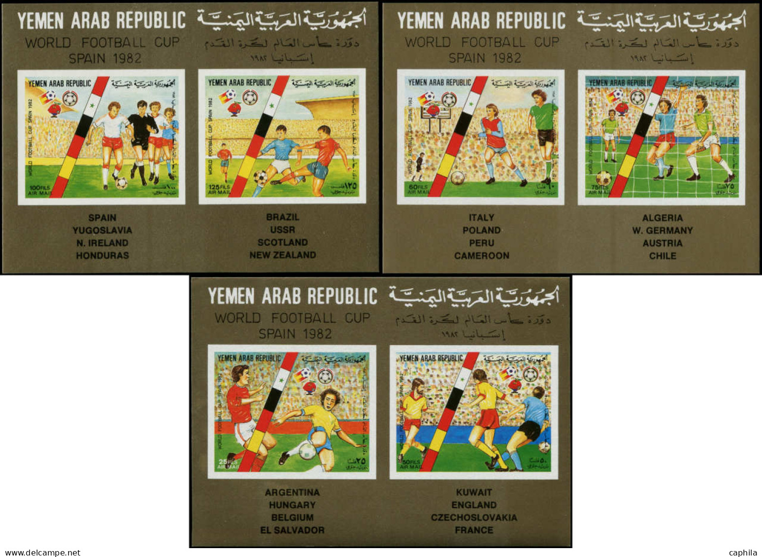YEMEN Poste ** - Michel 1753/58, 3 Blocs Feuillets Spéciaux Non Dentelés (tirage 100): Football Espana 82 - Yemen