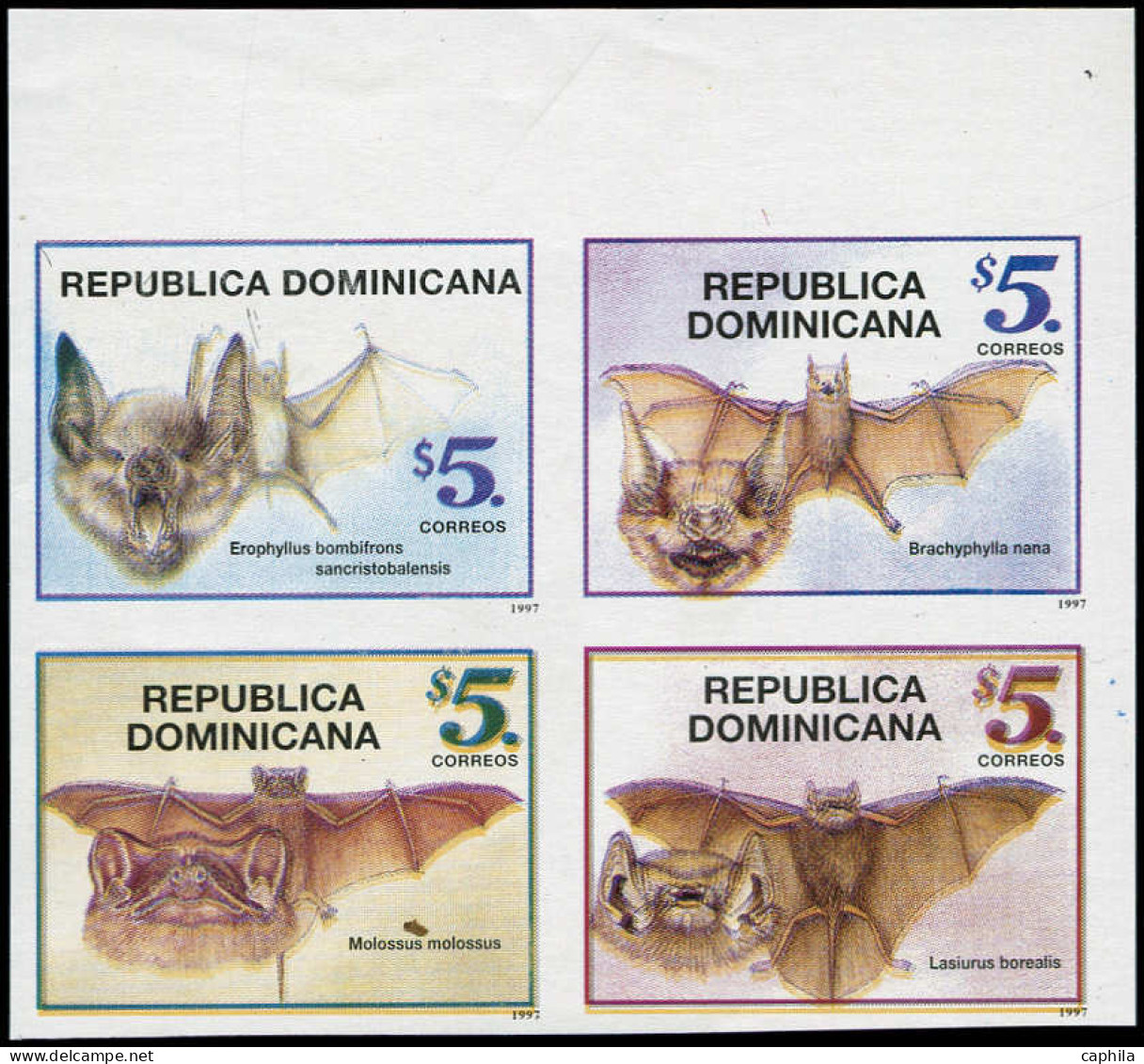 DOMINICAINE Poste ** - 1290/93, Non Dentelés, Bloc De 4, Bdf (tirage 100): Chauve-souris - Dominicaanse Republiek
