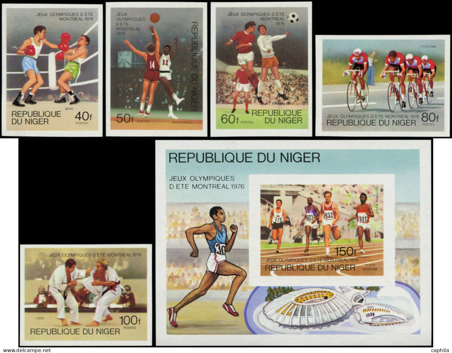 NIGER Poste ** - 364/68 + Bf 16, Non Dentelés Complet: Jeux Olympiques De Montréal 76 (Michel 531/5 + Bf. 15B) - Other & Unclassified