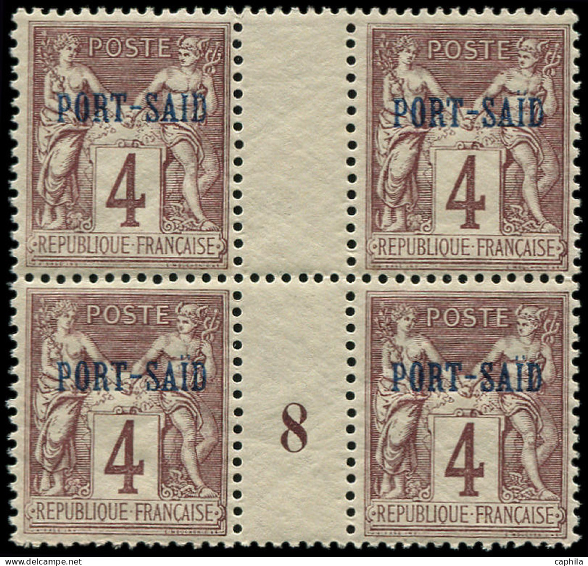 PORT-SAID Poste ** - 4, Bloc De 4 Millésime 8: 4c. Lilas-brun Sur Gris - Cote: 103 - Unused Stamps
