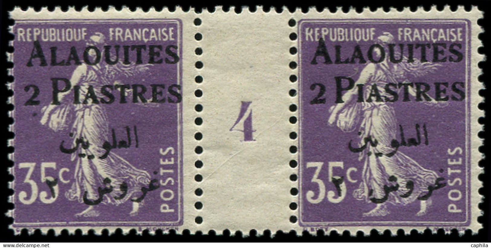 ALAOUITES Poste ** - 7, Paire Millésime 4: 2pi. S. 35c. Semeuse Violet - Cote: 120 - Unused Stamps