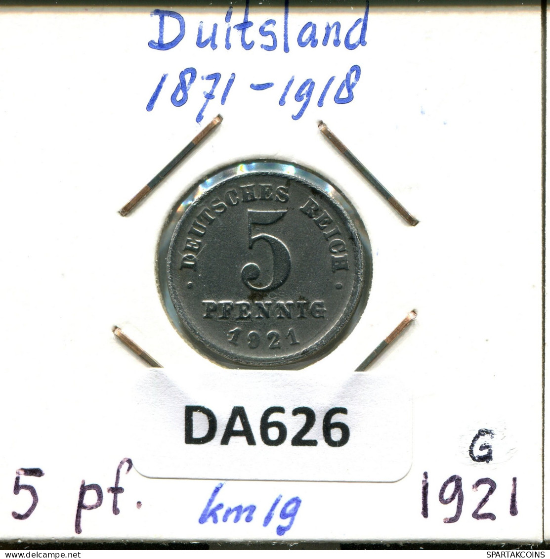 5 PFENNIG 1921 G ALEMANIA Moneda GERMANY #DA626.2.E.A - 5 Rentenpfennig & 5 Reichspfennig