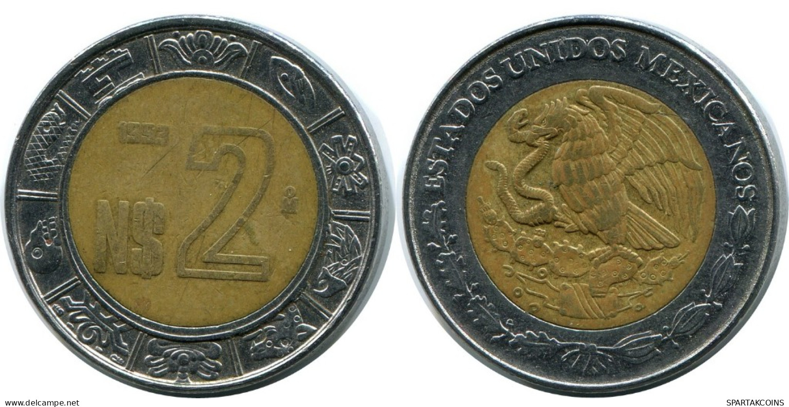 2 PESOS 1993 MEXICO Moneda BIMETALLIC #AH510.5.E.A - México