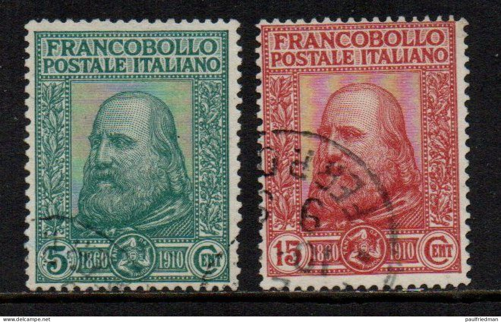 Regno 1910 - Risorgimento - Effigie Di Giuseppe Garibaldi - 5 E 15 Cent. - Usati - Oblitérés