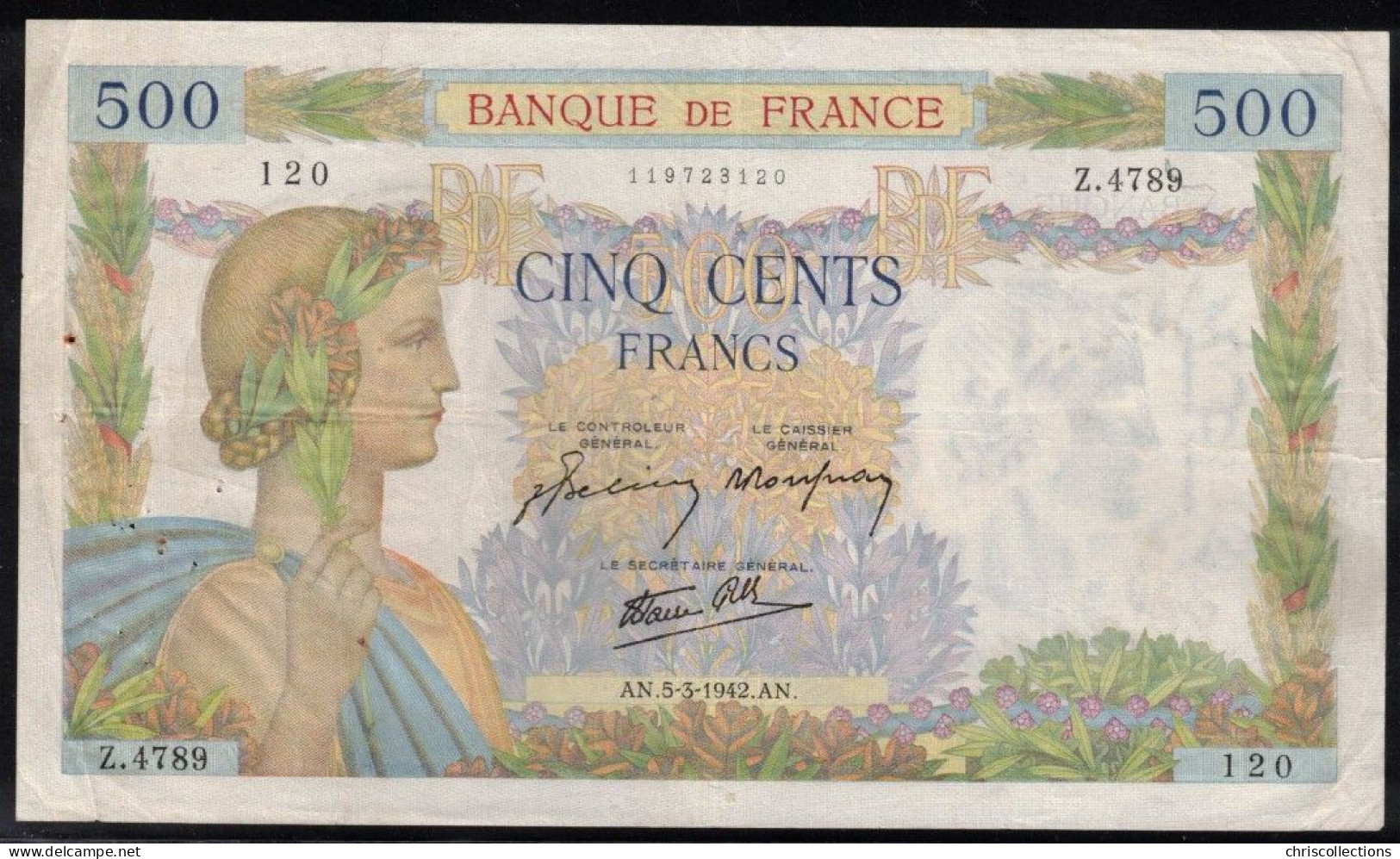 FRANCE - Billet Français - 500F La Paix - F : 32/30 -  5.3.1942 - TTB - 500 F 1940-1944 ''La Paix''