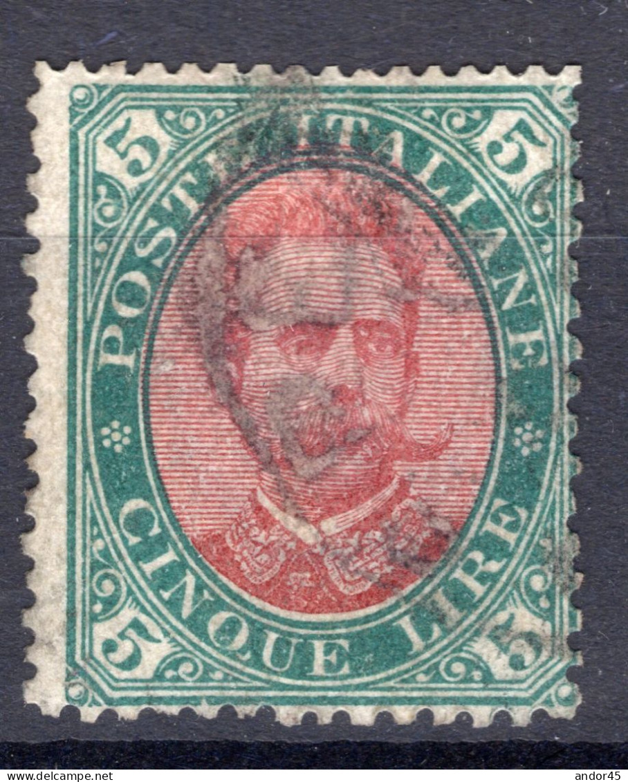 UMBERTO I EFFIGE DEL RE L.5,00 SASS 49 USATO OTTIMO ANNULLO FIRMA A.DIENA MOLTO RARO  Cv 3.000 +++ - Used