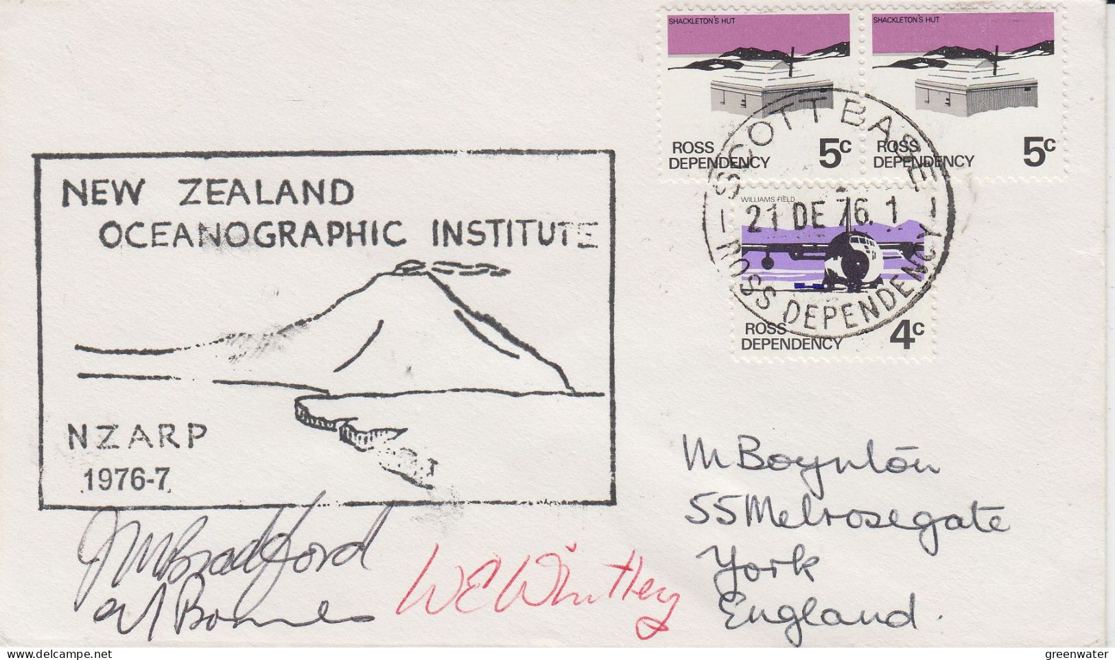 Ross Dependency  Ca NZ Oceanographic Institute 3 Signatures Ca Scott Base 21 DE 1976 (ZO233) - Onderzoeksstations