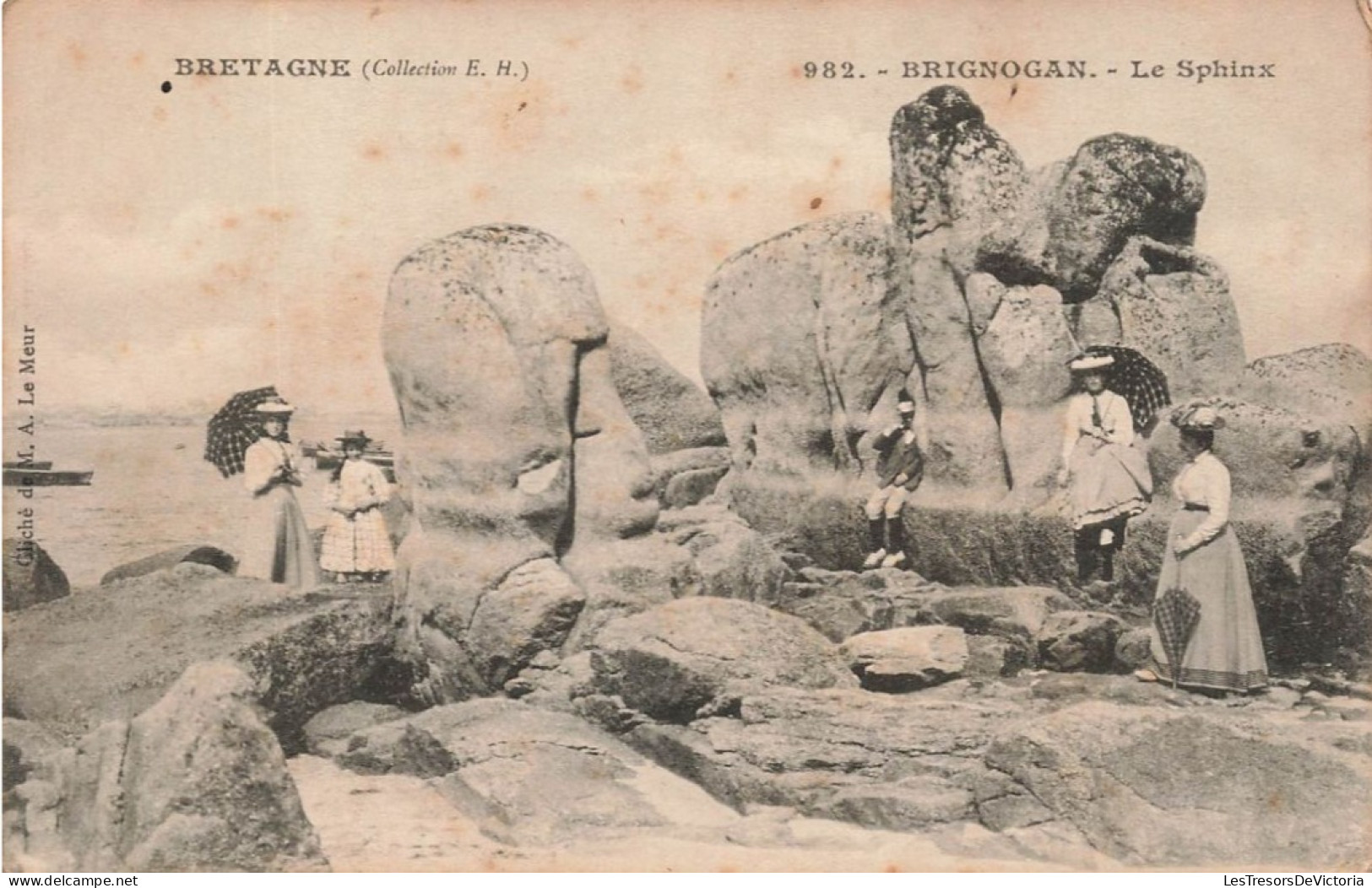 FRANCE - Bretagne (Collection E H) - Brignogan - Vue Sur Le Sphinx - Des Personnes - Carte Postale Ancienne - Brignogan-Plage