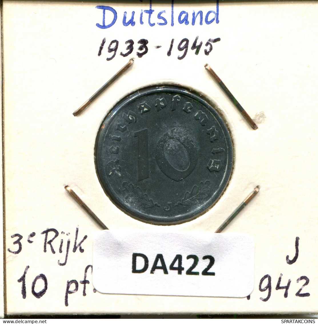 10 REICHSPFENNIG 1942 J DEUTSCHLAND Münze GERMANY #DA422.2.D.A - 10 Reichspfennig