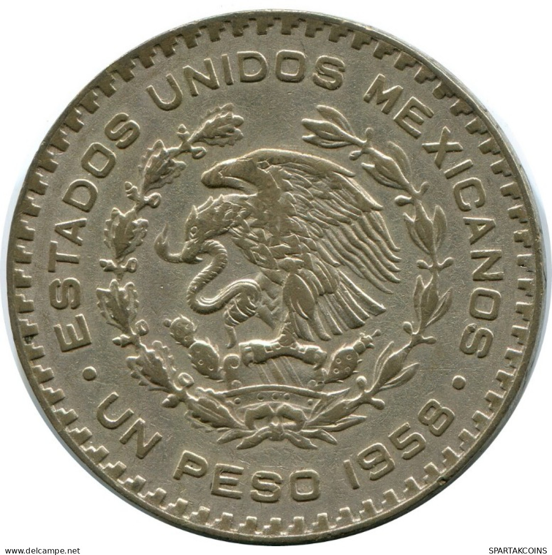 1 PESO 1958 MEXICO Moneda PLATA #AH576.5.E.A - Mexico