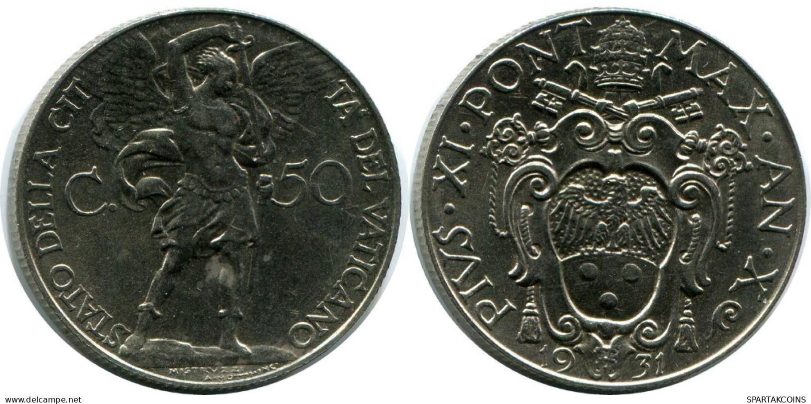 50 CENTESIMI 1931 VATIKAN VATICAN Münze Pius XI (1922-1939) #AH322.16.D.A - Vaticano