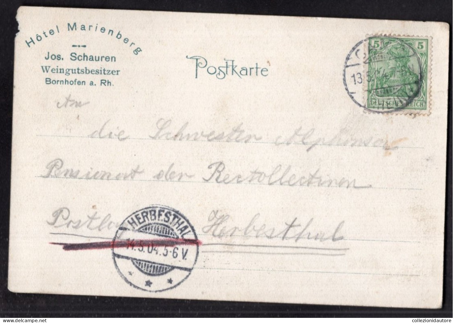 BORNHOFEN A. RH. - STERNBERG U. LIEBENSTEIN - DIE FEINDLICHEN BRÜDER - CARTOLINA FP SPEDITA NEL 1904 - Rhein-Hunsrueck-Kreis