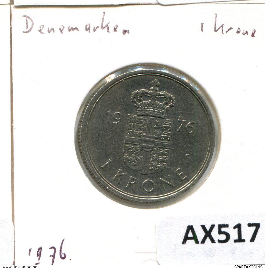 1 KRONE 1976 DINAMARCA DENMARK Moneda Margrethe II #AX517.E.A - Denmark