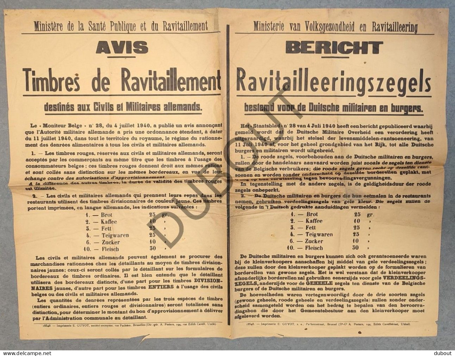 WOII - Affiche - 1940: Ravitailleeringszegels Voor Duitse Militairen En Burgers   (P395) - Posters