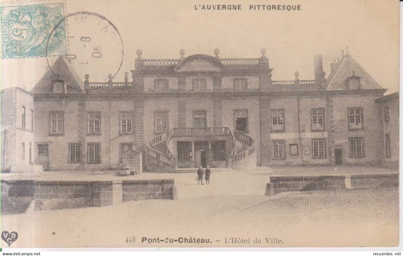 Pont Du Chateau L'Hotel De Ville   Carte Postale Animee 1906 - Pont Du Chateau