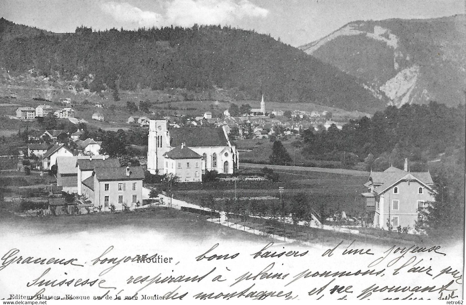 MOUTIER ► Dorfpartie Bei Der Kirche Anno 1903 - Moutier