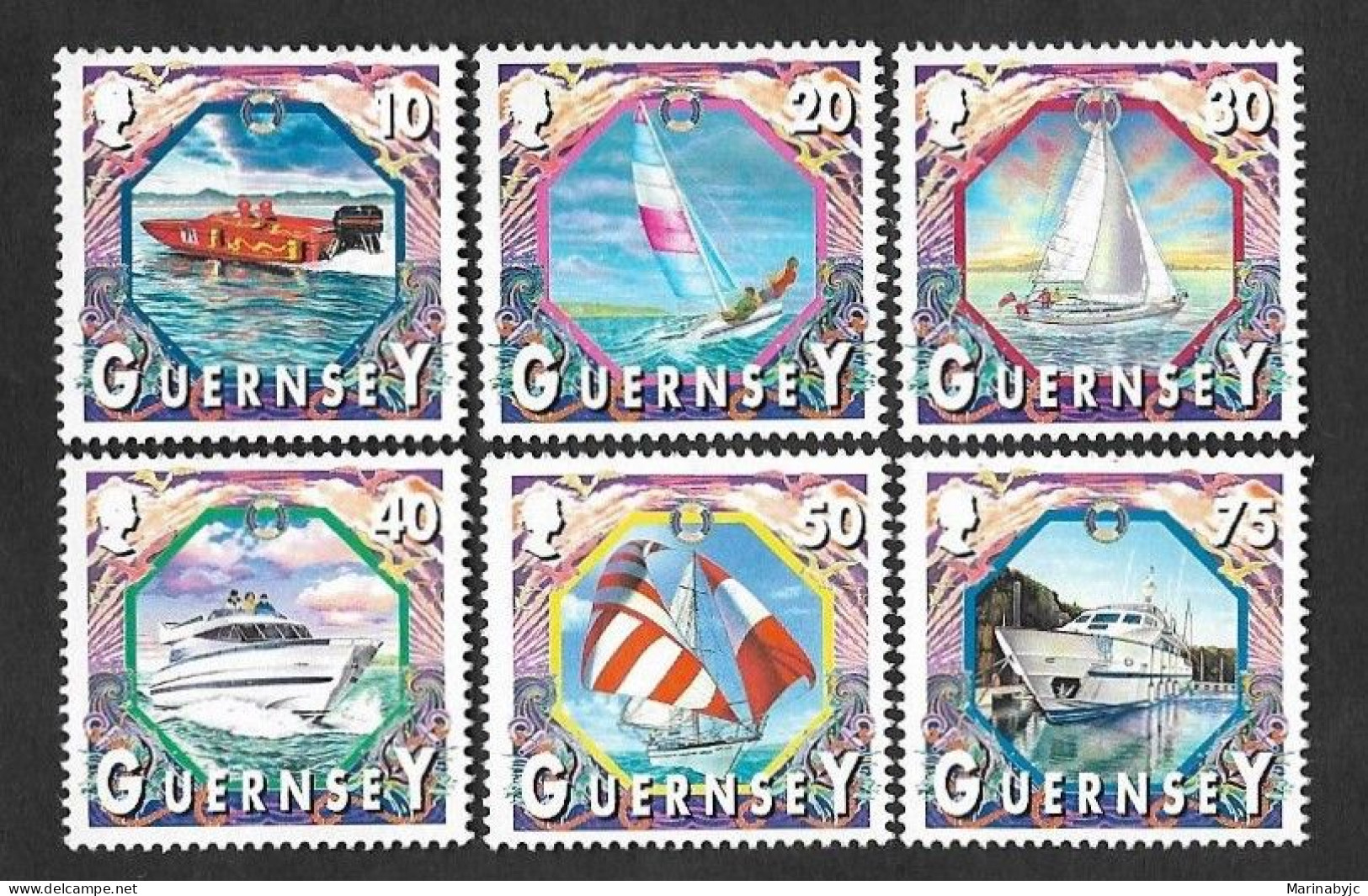 SE)2000 GUERNSEY, FROM THE BOATS SERIES, COMPLETE SERIES OF MARITIME MOTIFS, 6 MNH STAMPS - Guernesey