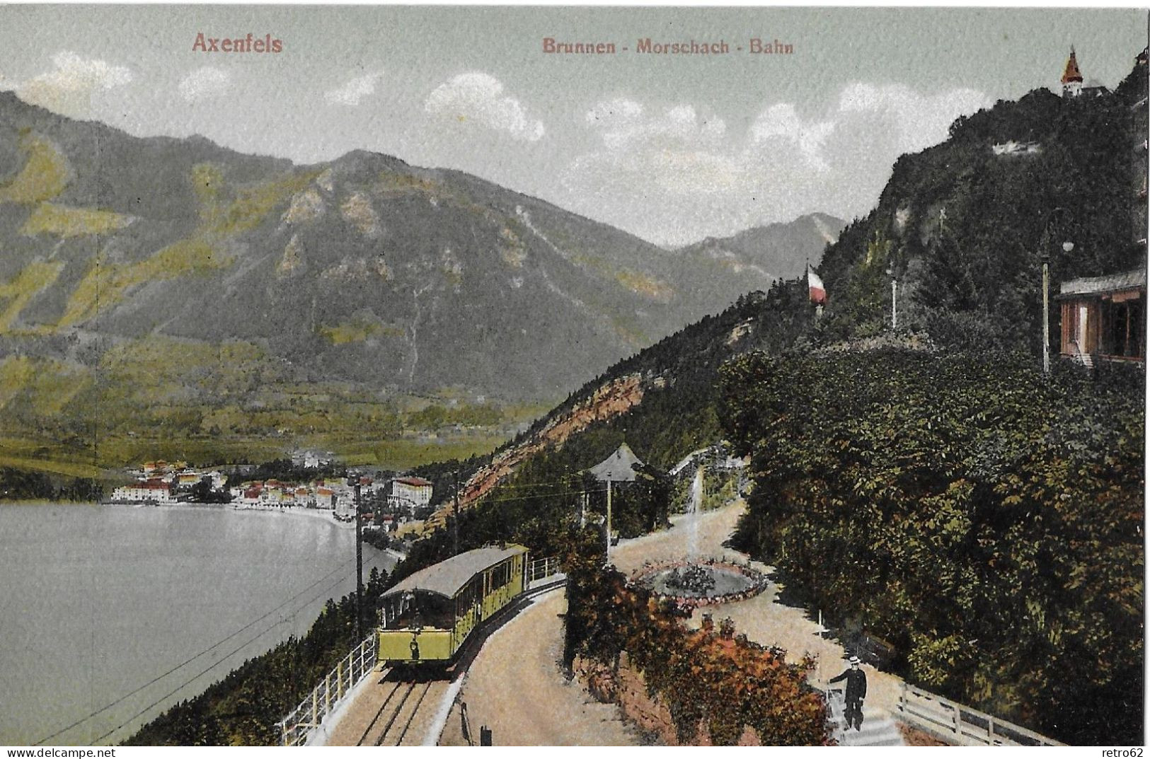 BRUNNEN - MORSCHACH - BAHN ► Schöne Karte Mit Zugskomposition Unterhalb Morschach, Ca.1920 - Morschach