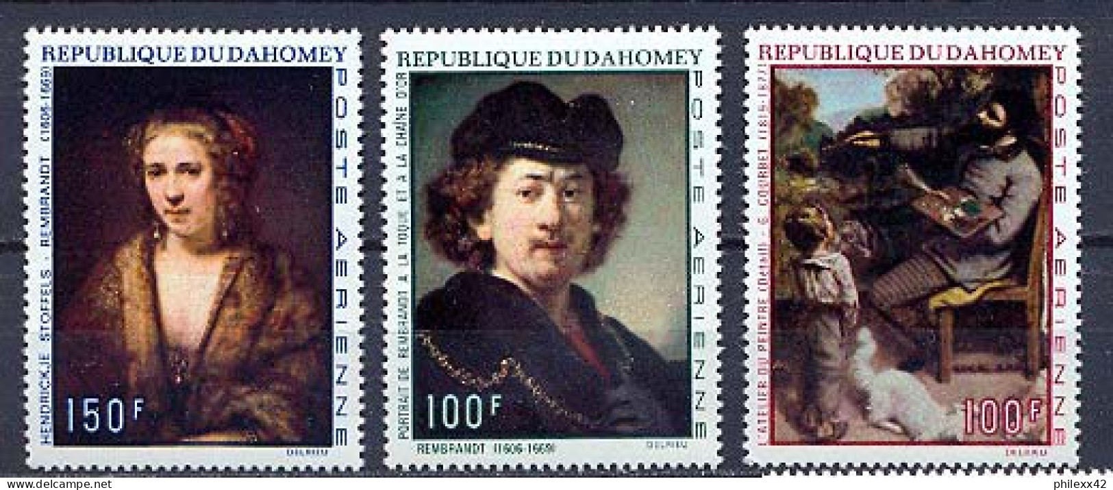 Dahomey ** MNH 23 - Poste Aérienne N° 117 /119 Tableau (tableaux Painting) Religieux COTE 8.60 REMBRANDT ET COURBET - Religious