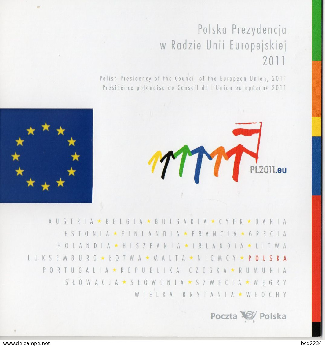 POLAND 2011 POLISH POST OFFICE LIMITED EDITION FOLDER: POLISH PRESIDENCY EU COUNCIL EUROPEAN UNION & STARS ENVELOPE - Institutions Européennes