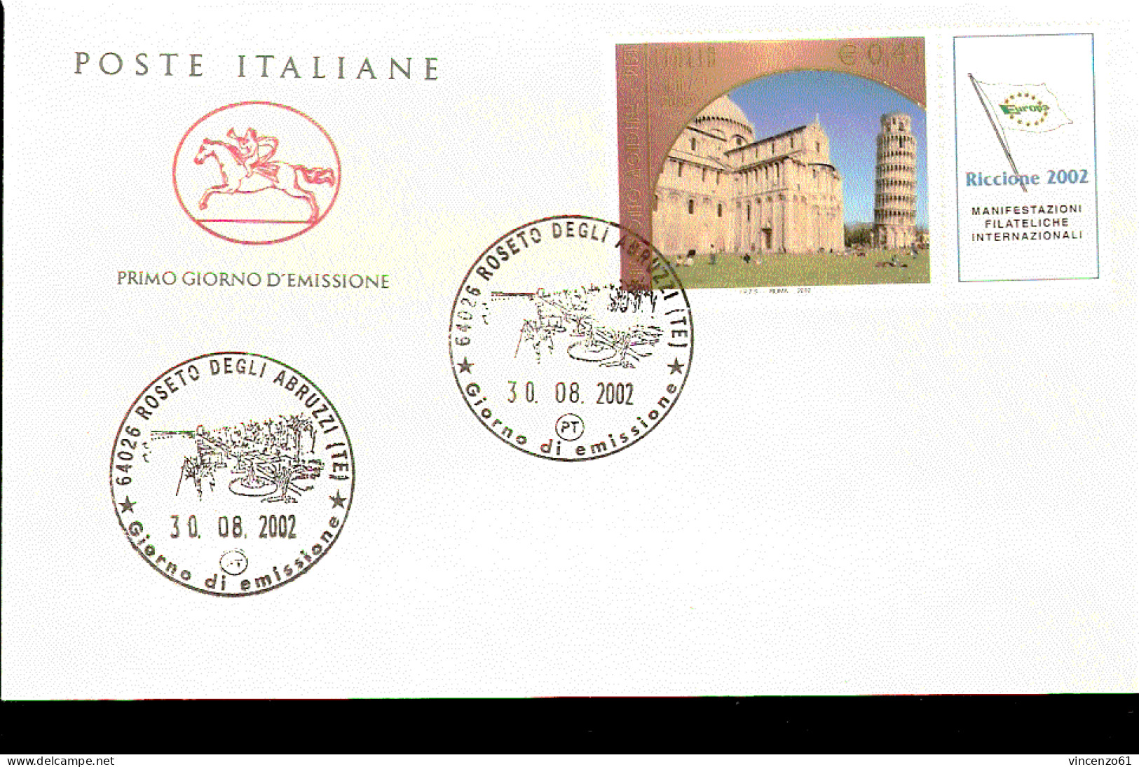 2002 ANNULLO FDC UNESCO. Il Patrimonio Mondiale. Italia. Emissione Congiunta Con ONU Ginevra. PIAZZA DEI MIRACOLI PISA - UNESCO
